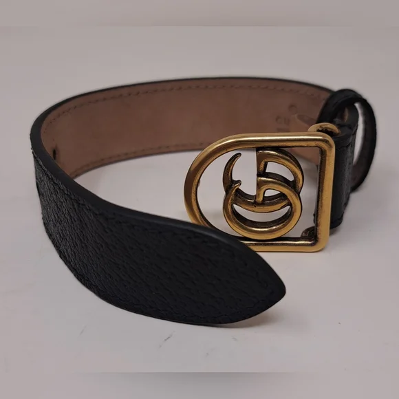 Gucci Marmont Double G Wrap Bracelet Cuff Pebbled Leather Italy Adjustable - Picture 15 of 16